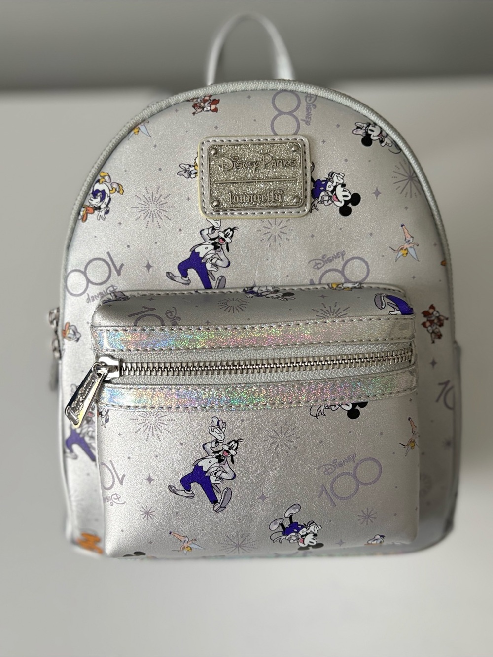 Disney 100 Loungefly Mini Backpack Platinum Silver Disney Parks Exclusive